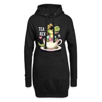 Tea Rex Trachtenshirt Dirndl T-Rex - Hoodie-Kleid - Schwarz - Vorne