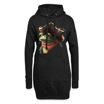 Piratenfrosch Frosch Piraten - Hoodie-Kleid - Schwarz - Vorne