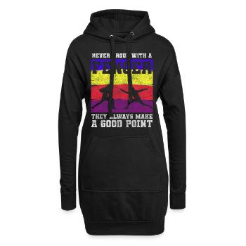 Fechter Sportart Gegner Florett - Hoodie-Kleid - Schwarz - Vorne