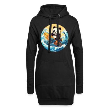 Panda surfeur au coucher du soleil - Sweat-shirt à capuche long Femme - noir - Devant