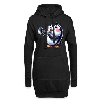 mignon pingouin trompette instrument à vent dessin animé - Sweat-shirt à capuche long Femme - noir - Devant