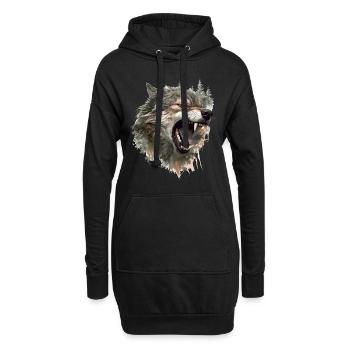 Wolf Wolf Head Scratch Marks Claws Wild Forest Hunter - Sweat-shirt à capuche long Femme - noir - Devant