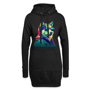 Husky avec lunettes de soleil Coloré Cool Huskies Chien - Sweat-shirt à capuche long Femme - noir - Devant