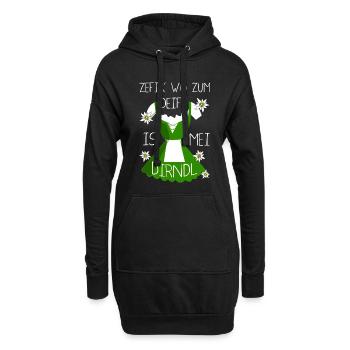 Zefix Wo Zum Deifi Is Mei Dirndl Spaß - Hoodie-Kleid - Schwarz - Vorne