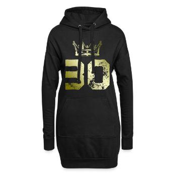 30 Zahl Krone - Hoodie-Kleid - Schwarz - Vorne