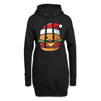 Burger Noël Bande Dessinée - Sweat-shirt à capuche long Femme - noir - Devant