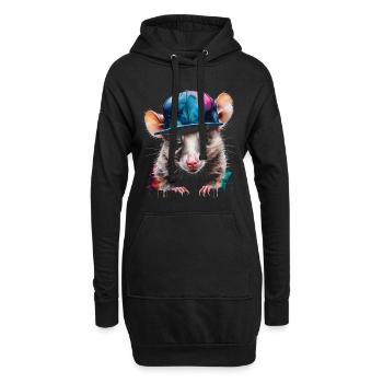 Opossum Snapback Cap Cool Tier Design Print - Sweat-shirt à capuche long Femme - noir - Devant
