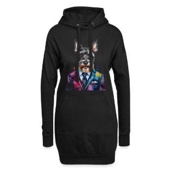 Miniature Schnauzer Costume Chien Drôle Animal Design Imprimer - Sweat-shirt à capuche long Femme - noir - Devant