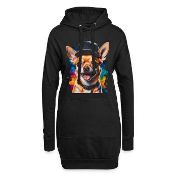 Chihuahua Snapback Cap Chien Drôle Design Print - Sweat-shirt à capuche long Femme - noir - Devant