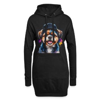 Shih Tzu Snapback Cap Chien Drôle d’Animal Print - Sweat-shirt à capuche long Femme - noir - Devant