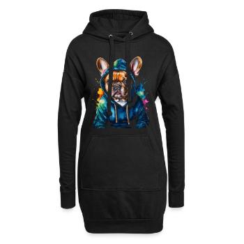 Sweat à capuche bouledogue français Frenchie Dog Funny - Sweat-shirt à capuche long Femme - noir - Devant