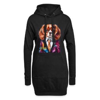 Cavalier King Charles Spaniel Costume Imprimé Chien - Sweat-shirt à capuche long Femme - noir - Devant