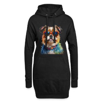 Shih Tzu Sonnenbrille Hund Lustig Tier Print - Hoodie-Kleid - Schwarz - Vorne