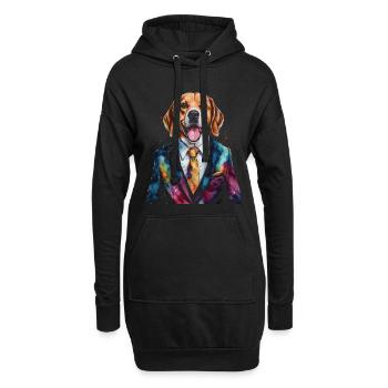 Beagle Anzug Hund Bunt Lustig Tier Design Print - Hoodie-Kleid - Schwarz - Vorne