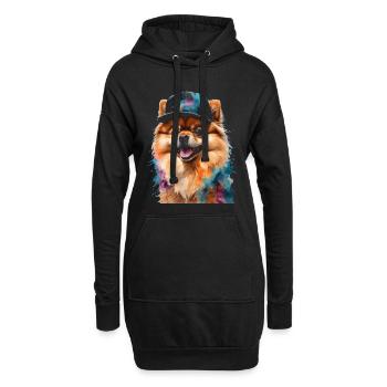 Loulou de Poméranie Casquette Snapback Chien Imprimé - Sweat-shirt à capuche long Femme - noir - Devant