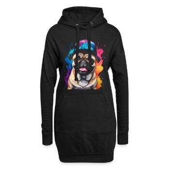 Carlin Snapback Cap Chien Coloré Drôle Design Imprimer - Sweat-shirt à capuche long Femme - noir - Devant