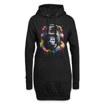 Gorille casque singe coloré Animal Design Print - Sweat-shirt à capuche long Femme - noir - Devant