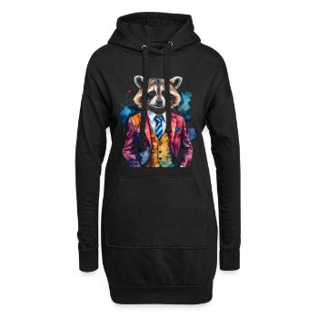 Costume de raton laveur Imprimé de conception d’animaux colorés - Sweat-shirt à capuche long Femme - noir - Devant