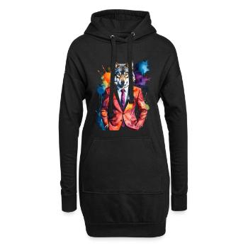 Costume de loup Imprimé coloré de conception d’animaux - Sweat-shirt à capuche long Femme - noir - Devant