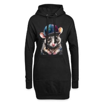 Opossum Snapback Cap Cool Tier Design Print - Sweat-shirt à capuche long Femme - noir - Devant