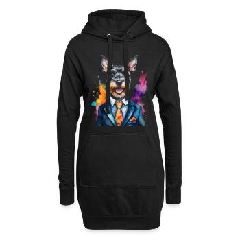 Zwergschnauzer Anzug Hund Lustig Tier Design Print - Hoodie-Kleid - Schwarz - Vorne