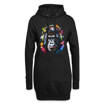Casque Gorille Singe Coloré Animal Design Imprimer - Sweat-shirt à capuche long Femme - noir - Devant