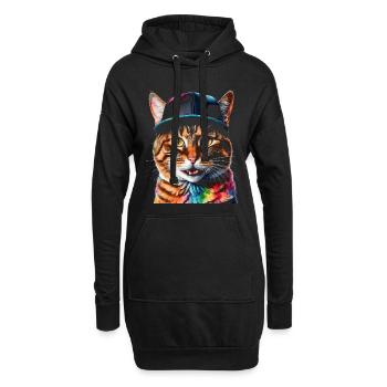 Chat Snapback Cap Coloré Drôle Animal Design Imprimer - Sweat-shirt à capuche long Femme - noir - Devant