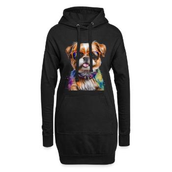 Shih Tzu Sonnenbrille Hund Lustig Tier Print - Hoodie-Kleid - Schwarz - Vorne