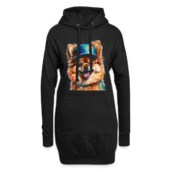 Casquette Snapback Poméranienne Poméranie Imprimé Chien - Sweat-shirt à capuche long Femme - noir - Devant