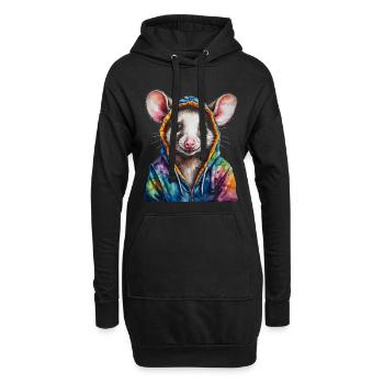 Sweat à capuche Opossum imprimé animal coloré - Sweat-shirt à capuche long Femme - noir - Devant