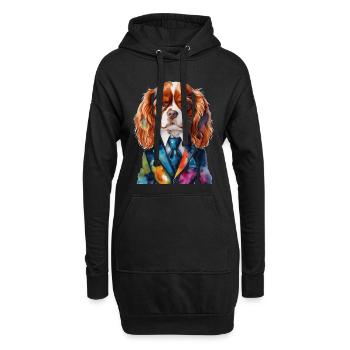 Cavalier King Charles Spaniel Costume Imprimé Chien - Sweat-shirt à capuche long Femme - noir - Devant