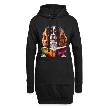 Cavalier King Charles Spaniel Lecture Livre Chien - Sweat-shirt à capuche long Femme - noir - Devant