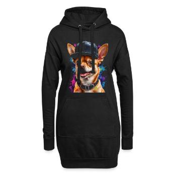 Chihuahua Snapback Cap Chien Drôle Design Print - Sweat-shirt à capuche long Femme - noir - Devant