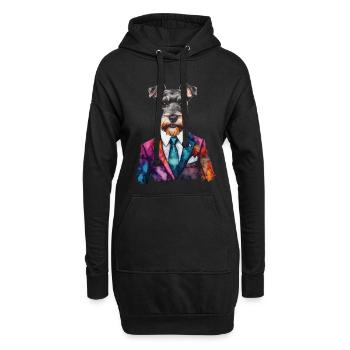 Zwergschnauzer Anzug Hund Lustig Tier Design Print - Hoodie-Kleid - Schwarz - Vorne