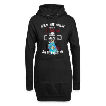 Qur'an im Herzen weiß - Hoodie-Kleid - Schwarz - Vorne