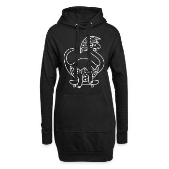 Dinosaurier Baby auf dem Skateboard beim Skaten! - Hoodie-Kleid - Schwarz - Vorne