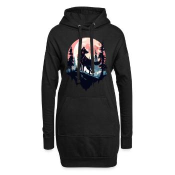 Wolf Moon Night Wolf Head Forest Nature Mountains Wilderness - Hoodie Dress - black - Front