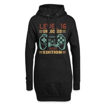 Anniversaire Niveau 16 Débloqué - Sweat-shirt à capuche long Femme - noir - Devant