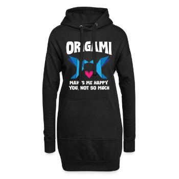 Origami Makes Me Happy - Hoodie-Kleid - Schwarz - Vorne