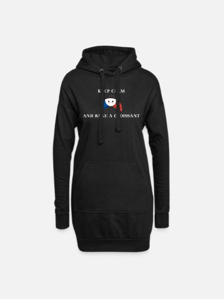 Keep calm and bake a croissant Geschenkidee - Hoodie-Kleid - Schwarz