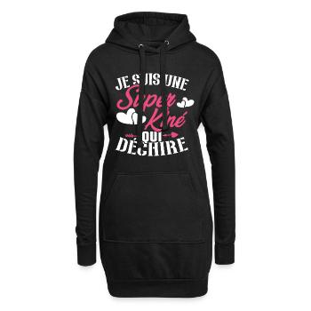 Je suis une Super kiné qui déchire - Sweat-shirt à capuche long Femme - noir - Devant