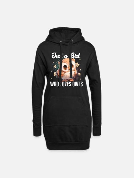 Eule - Hoodie-Kleid - Schwarz