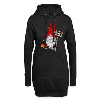 Garten Wichtel – Weihnachtsgnom - Hoodie-Kleid - Schwarz - Vorne
