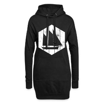 Segelboot - Hoodie-Kleid - Schwarz - Vorne