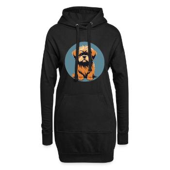 Lhasa apso Hundeporträt Bild - Hoodie-Kleid - Schwarz - Vorne