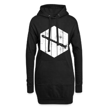 Dessin de flûte - Sweat-shirt à capuche long Femme - noir - Devant