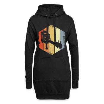 Vintage Ukulele Zeichnung - Hoodie-Kleid - Schwarz - Vorne