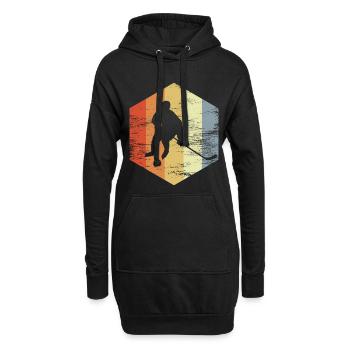 Vintage Eishockeyspieler - Hoodie-Kleid - Schwarz - Vorne