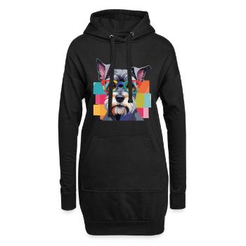 Chien Schnauzer miniature à lunettes colorées - Sweat-shirt à capuche long Femme - noir - Devant