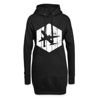 Flugzeuge Skizze - Hoodie-Kleid - Schwarz - Vorne